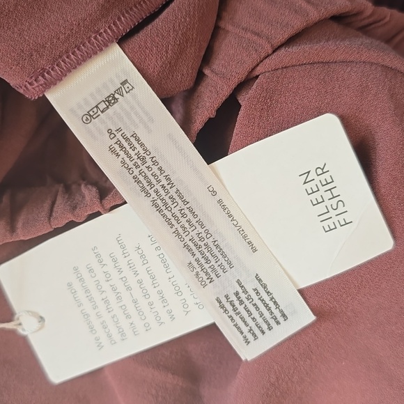 EILEEN FISHER Silk Georgette Crepe Pant Fig Burgundy Lagenlook NWT Plus Size 1x - Picture 4 of 5